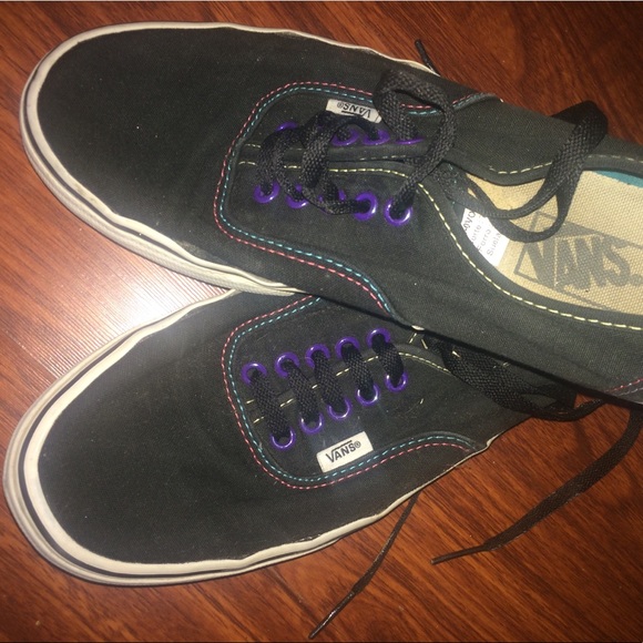 Vans Shoes - Black Vans with Rainbow Details